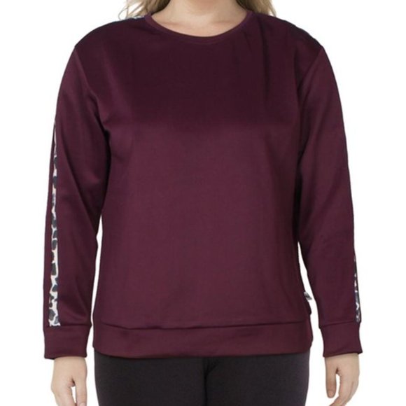 NWT Nicole Miller Active | Plum Stripe Sweatshirt  2X - Picture 1 of 6